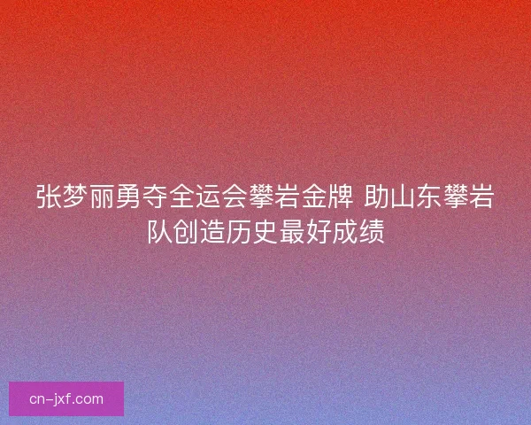 张梦丽勇夺全运会攀岩金牌 助山东攀岩队创造历史最好成绩